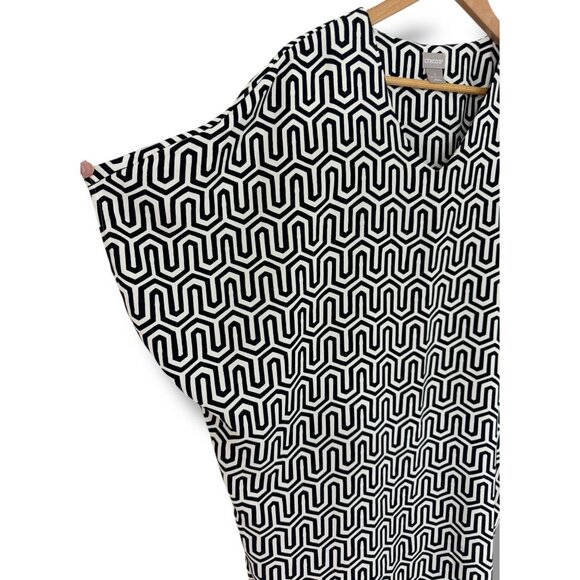 Chico's Size‎ 2 = 12/14 Geometric-Print V-Neck Wedge Tunic Top Shirt Blouse - Picture 5 of 10